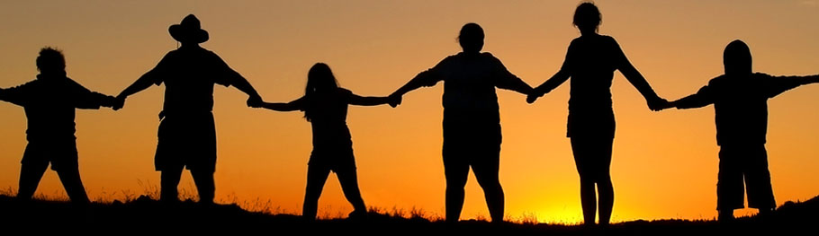 Group of people at sunset